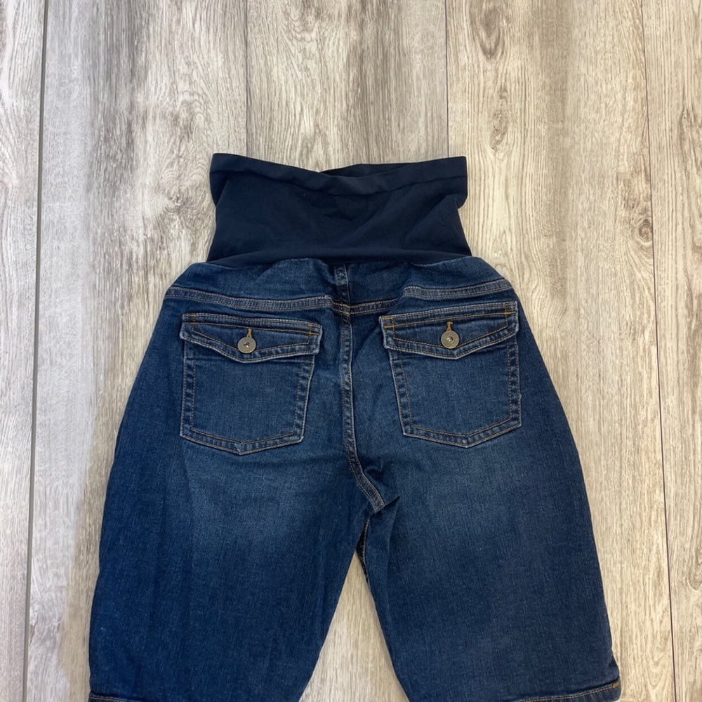 Indigo Blue Medium Maternity Jean Shorts - Picture 3 of 3